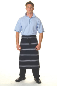  Blue & White Stripe 3/4 Apron - No Pocket