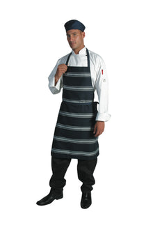  Blue & White Stripe Bib Apron - No Pocket