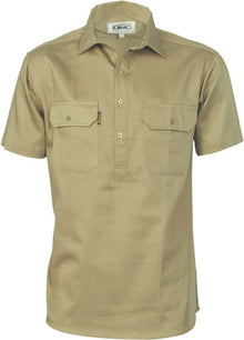  Cotton Drill Close Front Work Shirt - Short Sleeve