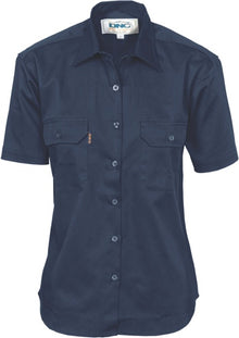  Ladies Cotton Drill Work Shirt - Short Sleeve