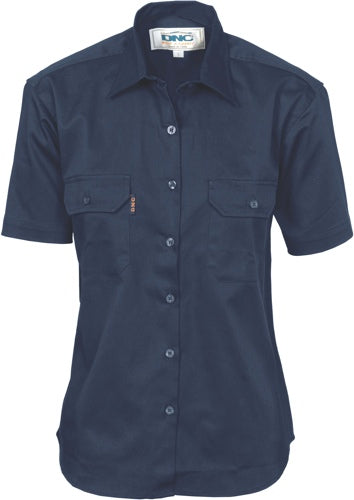 Ladies Cotton Drill Work Shirt - Short Sleeve