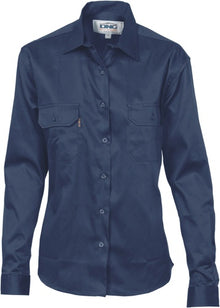  Ladies Cotton Drill Work Shirt - Long Sleeve