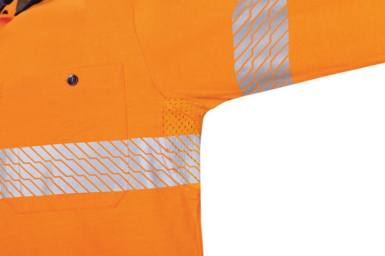 HIVIS Segment Tape Cotton Jersey Polo - Long Sleeve