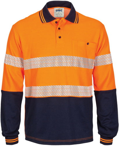 HIVIS Segment Taped Cotton Backed Polo - Long Sleeve