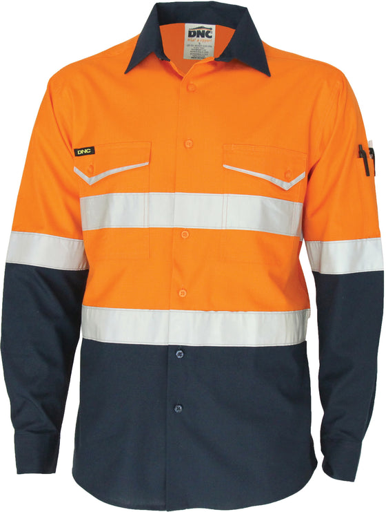 Two-Tone RipStop Cotton Shirt with Reflective CSR Tape. L/S