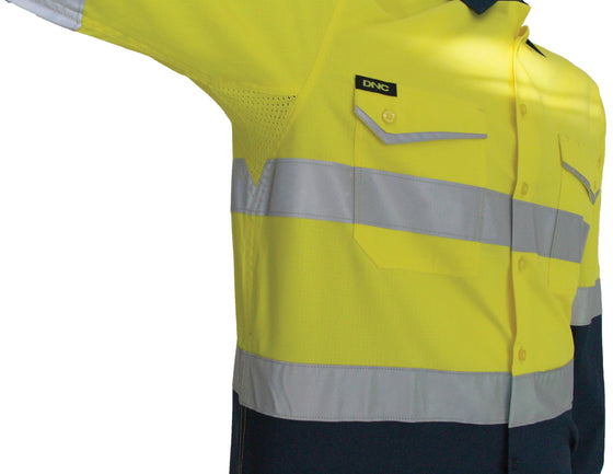 Two-Tone RipStop Cotton Shirt with Reflective CSR Tape. L/S