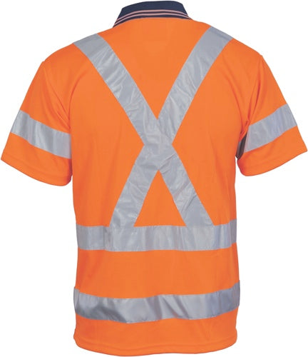 HiVis D/N Cool Breathe Polo Shirt with Cross Back R/Tape - Short Sleeve