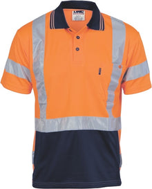  HiVis D/N Cool Breathe Polo Shirt with Cross Back R/Tape - Short Sleeve