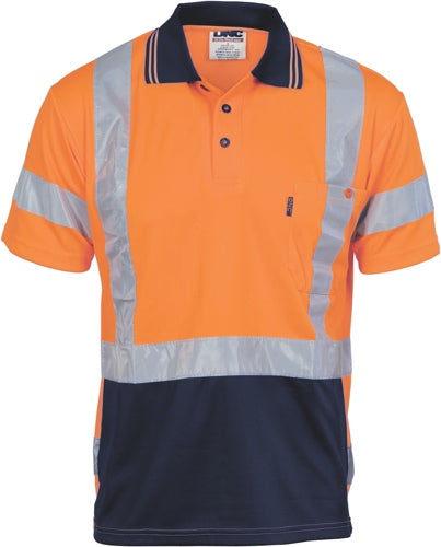 HiVis D/N Cool Breathe Polo Shirt with Cross Back R/Tape - Short Sleeve