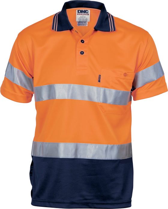 HiVis D/D Cool Breathe Polo Shirt With CSR R/Tape - Short Sleeve