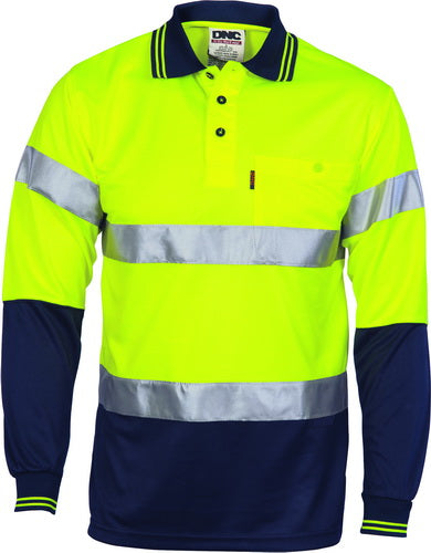 HiVis D/N Cool Breathe Polo Shirt With CSR R/Tape - Long Sleeve