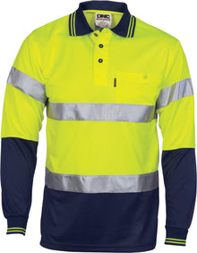  HiVis D/N Cool Breathe Polo Shirt With CSR R/Tape - Long Sleeve