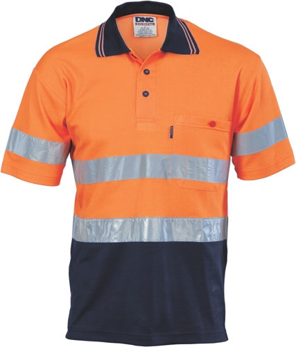 Hi Vis Two Tone Cotton Back Polos with Generic R.Tape - short sleeve
