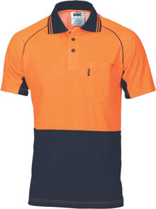  HiVis Cotton Backed Cool-Breeze Contrast Polo - Short Sleeve