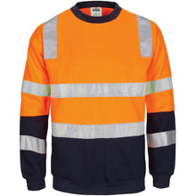  HIVIS 2 tone, crew-neck fleecy sweat shirt with shoulders, double hoop body and arms CSR R/Tape.