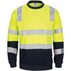HIVIS 2 tone, crew-neck fleecy sweat shirt with shoulders, double hoop body and arms CSR R/Tape.