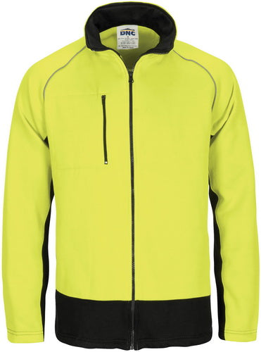 HIVIS 2 TONE FULL ZIP FLEECY SWEAT SHIRT WITH TWO SIDE ZIPPED POCKETS