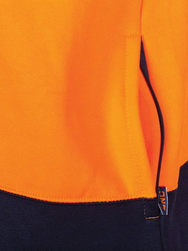 HIVIS 2 TONE FULL ZIP FLEECY SWEAT SHIRT WITH TWO SIDE ZIPPED POCKETS