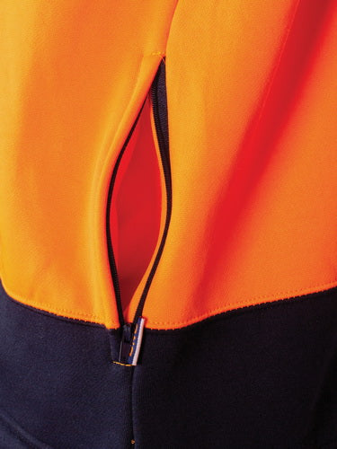 HIVIS 2 TONE FULL ZIP FLEECY SWEAT SHIRT WITH TWO SIDE ZIPPED POCKETS