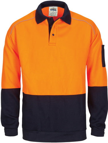 HiVis Rugby Top Windcheater with Two Side Zipped Pockets