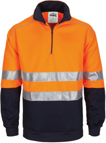 HiVis 1/2 Zip Fleecy with Hoop Pattern CSR Reflective Tape