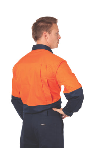 HiVis Cool-Breeze Vertical Vented Cotton Shirt - Long sleeve
