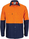 HiVis L/W Cool-Breeze T2 Vertical Vented Cotton Shirt with Gusset Sleeves - Long Sleeve