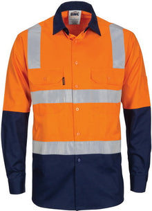  HIVIS Two Tone Cool-Breeze Cotton Shirt with Hoop & Shoulder CSR Reflective Tape - Long Sleeve
