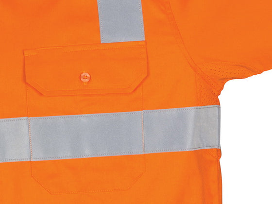 HIVIS Two Tone Cool-Breeze Cotton Shirt with Hoop & Shoulder CSR Reflective Tape - Long Sleeve