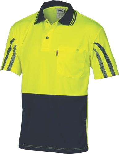 HiVis Cool-Breathe Printed Stripe Polo - Short Sleeve