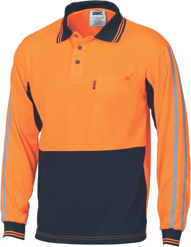 HiVis Cool-Breathe Stripe Polo - long Sleeve