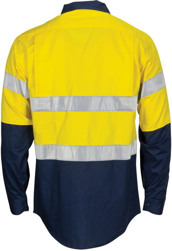 HiVis R/W Cool-Breeze T2 Vertical Vented Cotton Shirt with Gusset Sleeves, Generic R/Tape - Long Sleeves