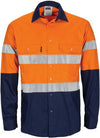 HiVis L/W Cool-Breeze T2 Vertical Vented Cotton Shirt with Gusset Sleeves. Generic Tape - Long sleeves