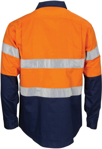HiVis L/W Cool-Breeze T2 Vertical Vented Cotton Shirt with Gusset Sleeves. Generic Tape - Long sleeves