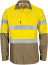 HiVis L/W Cool-Breeze T2 Vertical Vented Cotton Shirt with Gusset Sleeves. Generic Tape - Long sleeves