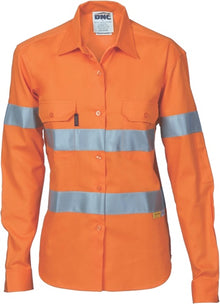  Ladies HiVis Cool-Breeze Cott on Sh irt with 3M R/Tape - Long sleeve