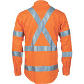 HiVis Cool-Breeze Cotton Shirt with Hoop & Shoulder CSR R/Tape - L/S