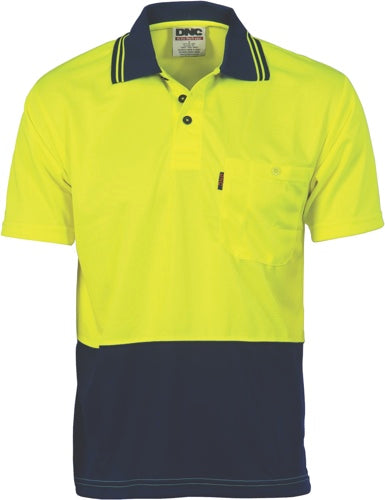 HiVis Two Tone Cool Breathe Polo Shirt, Short Sleeve