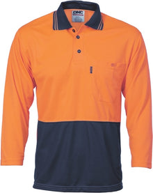  HiVis Two Tone Cool Breathe Polo Shirt, 3/4 Sleeve