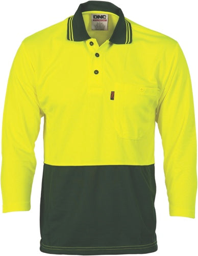 HiVis Two Tone Cool Breathe Polo Shirt, 3/4 Sleeve