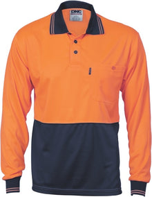  HiVis Two Tone Cool Breathe Polo Shirt, Long Sleeve