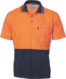  Cotton Back HiVis Two Tone Fluoro Polo - Short Sleeve