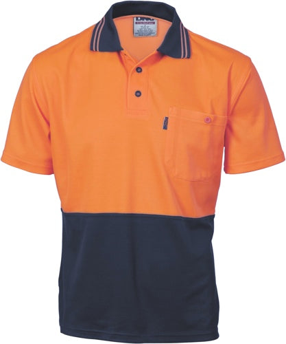 Cotton Back HiVis Two Tone Fluoro Polo - Short Sleeve