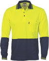 Cotton Back HiVis Two Tone Fluoro Polo - Long Sleeve
