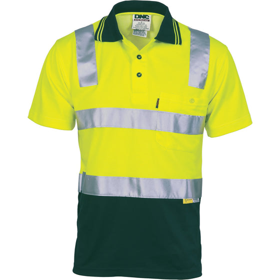 Cotton Back HiVis Two Tone Polo Shirt with CSR R/ Tape - Short sleeve