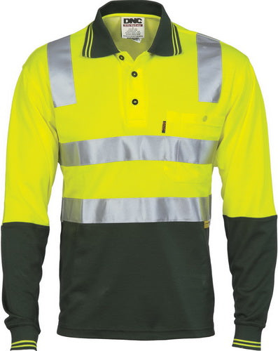 Cotton Back HiVis Two Tone Polo Shirt with CSR R/ Tape - L/S