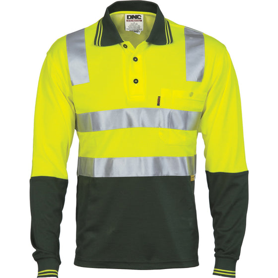 Cotton Back HiVis Two Tone Polo Shirt with CSR R/ Tape - L/S