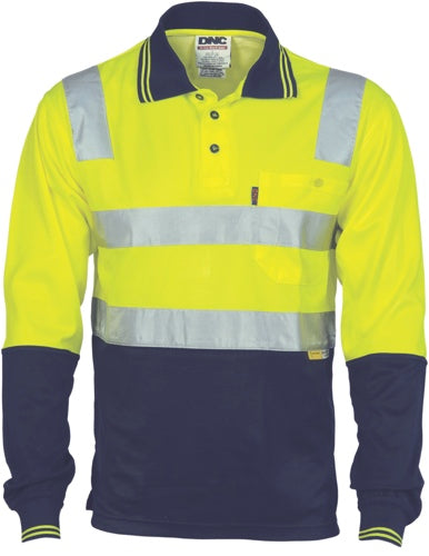 Cotton Back HiVis Two Tone Polo Shirt with CSR R/ Tape - L/S