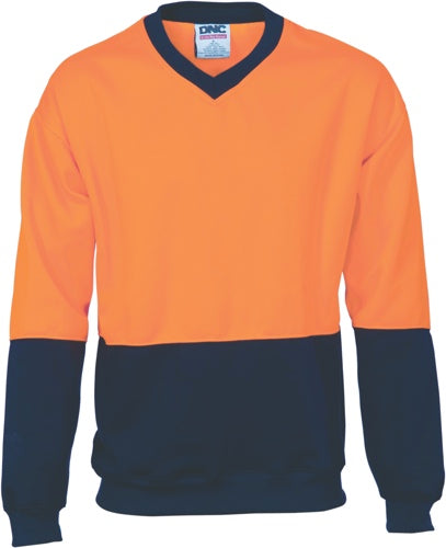HiVis Two Tone Fleecy Sweat Shirt (Sloppy Joe) V-Neck