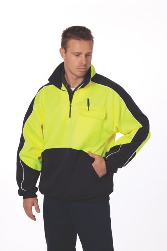 HiVis 2 Tone 1/2 Zip Hi-Neck Panel Fleecy Windcheater
